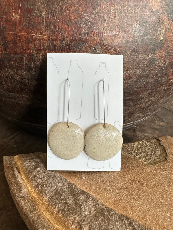 Ceramic and Sterling Silver Earrings in Natural