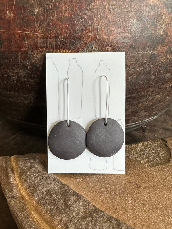 Ceramic and Sterling Silver Earrings in Charcoal