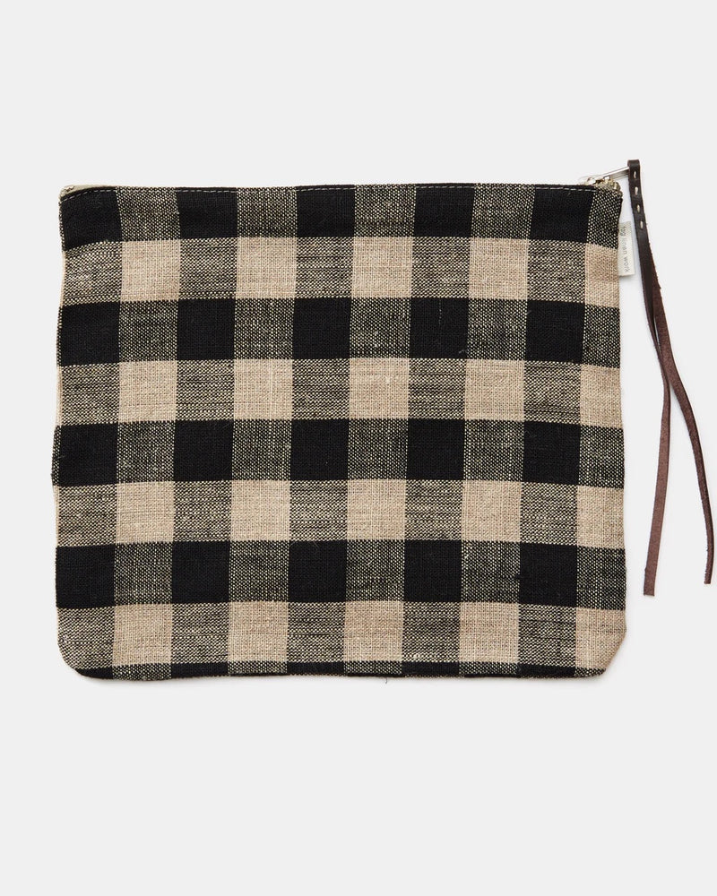 CANNA POUCH in BLACK & NATURAL CHECK